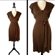 Vintage 90's Y2K Attention Brown Tie Waist Cap Sleeve  Dress S