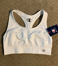 Champion Womens Large 2900 Double Dry Racerback Bra Solid White Moderate Support