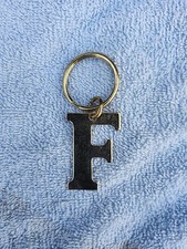 Letter F Keychain Brass Tone Metal Ganz Initial Key Ring Gift Free Shipping