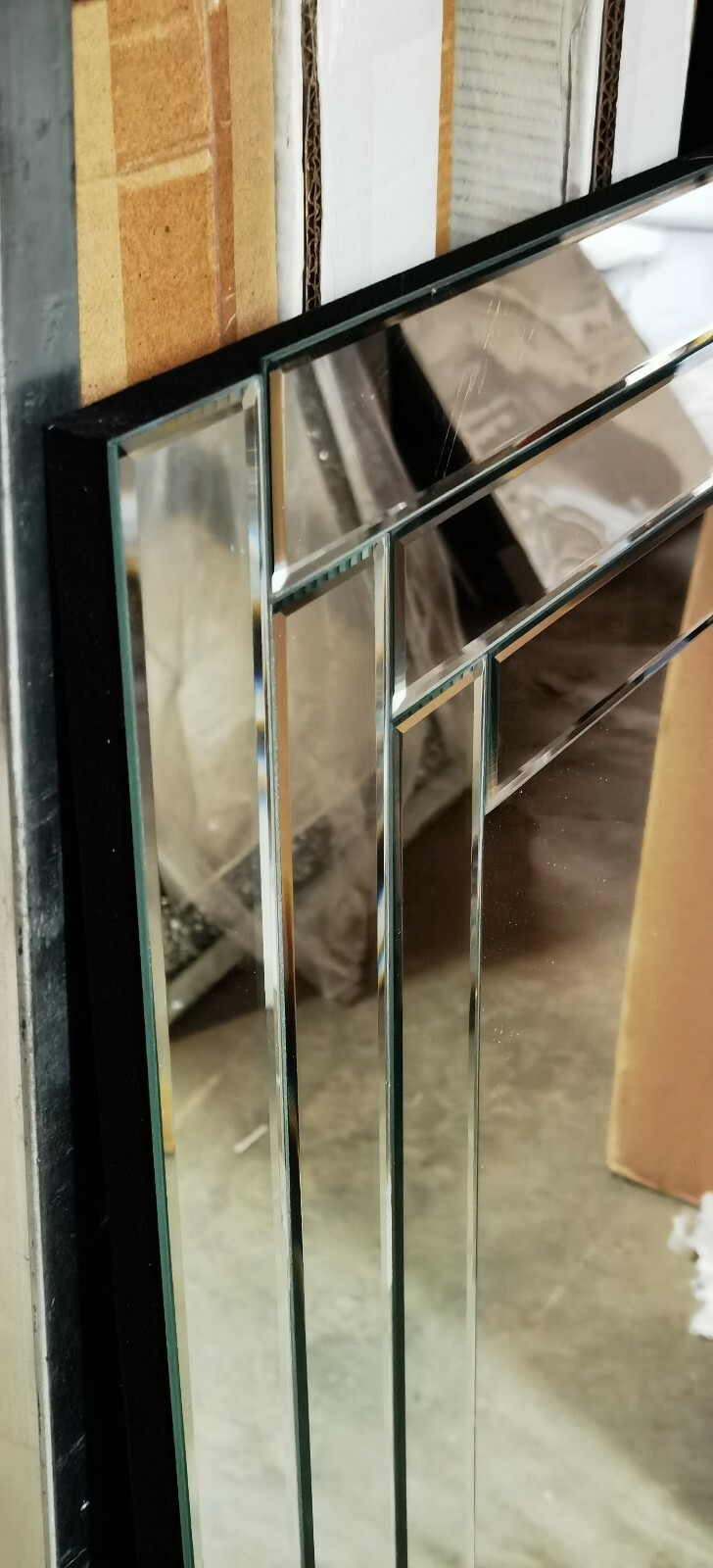 NEW LARGE STUNNING TRIPPLE BORDER BEVELLED STRIP WALL MIRROR ELEGANT