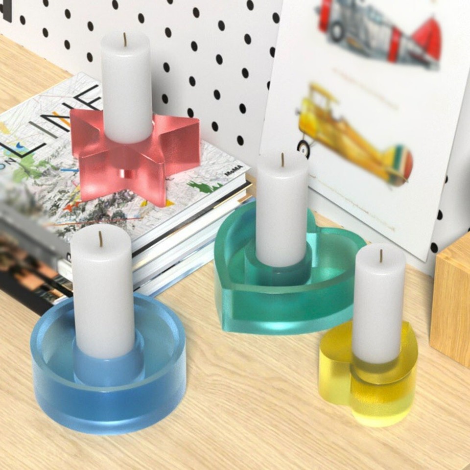 Soft Silicone Candle Holder Unique Heart Star Round Design Safe
