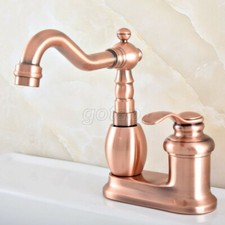 Red Copper 4" Centerset Deck Mounted Bathroom Faucet Sink Mixer Basin Tap