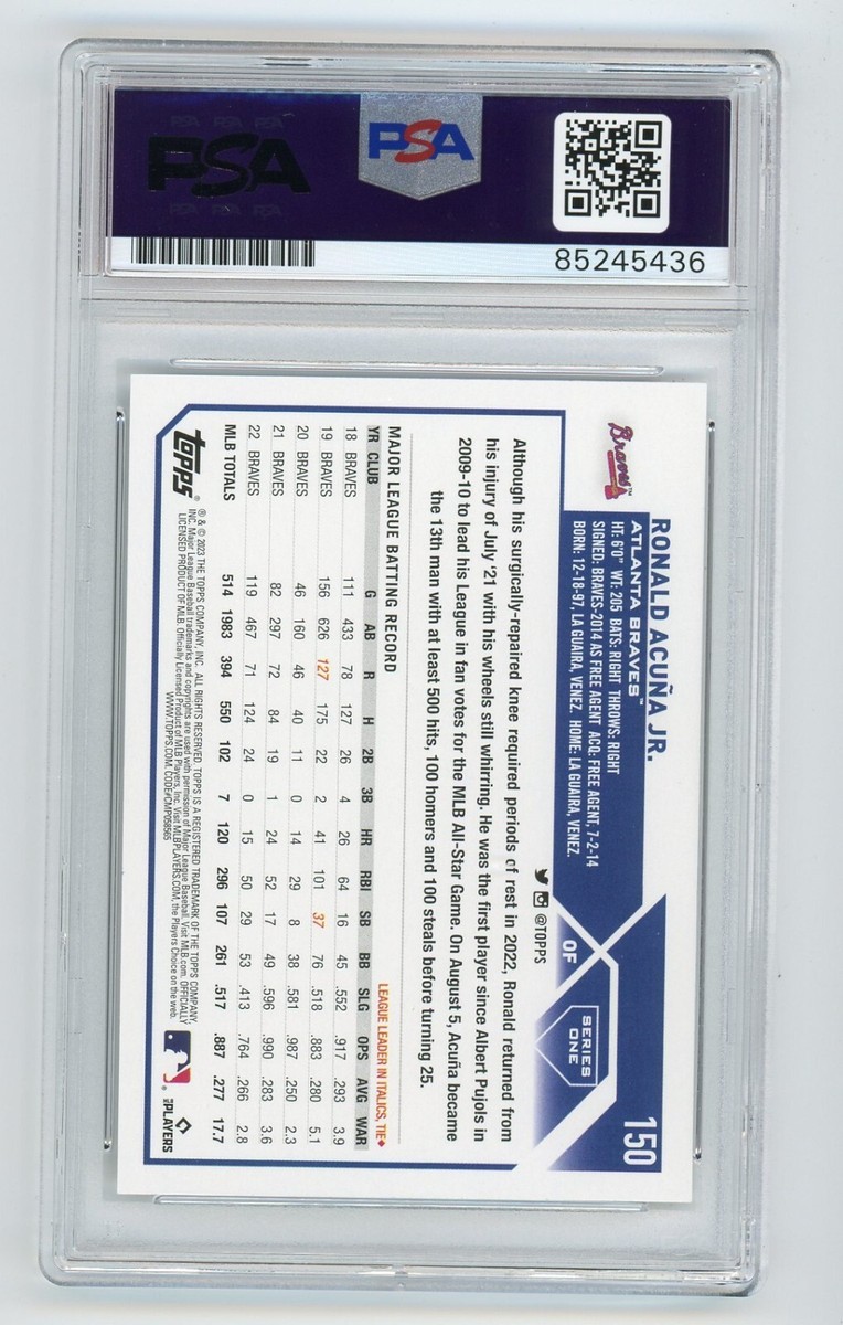 Ronald Acuna Jr Signed 2023 Topps Card #150 (PSA 10 Auto