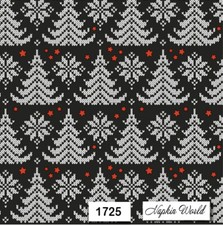 (1725) TWO Individual Paper LUNCHEON Decoupage Napkins - STITCHED PINE TREES 