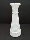 White Milk Glass Pressed Design 6" Tall Flower Bud Vase Vintage Stars and Bars