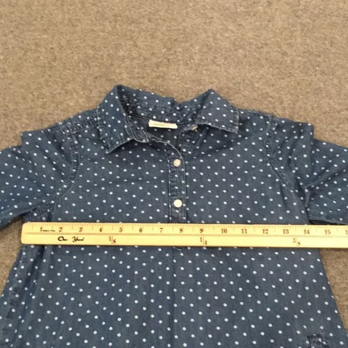 Crazy 8 Girls Sz 8 Dress Blue Denim Polka Dot Shift 100% Cotton Pockets Collared - Picture 5 of 9
