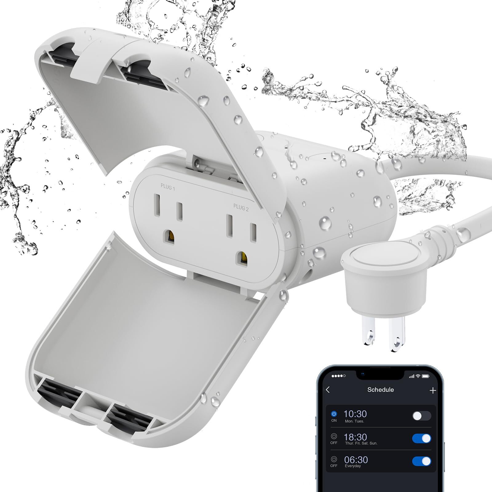 ELEGRP PQR20 Outdoor Smart Plug Waterproof IP66 WiFi Plug with 2 Individually...