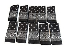 10 Pack Bandanas Paisley Print Cowboy Bandana Handkerchiefs Color Black.