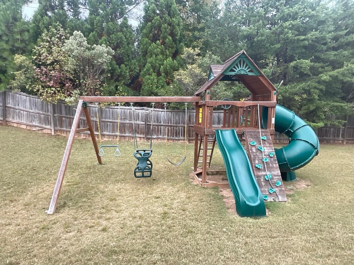 wooden outdoor playground set