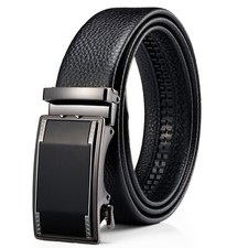Mens Genuine Leather Ratchet Belts Adjustable Automatic Buckle Belts For Men