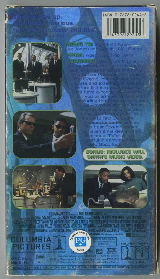 Men In Black (Canadian Widescreen VHS - 29213) - Image 2 of 3