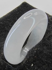 Icy Ice White Natural Burma Jadeite Jade Band Ring  US SIZE 8.5  18.40mm