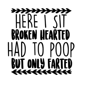 Here I Sit Broken Hearted Had To Poop But Only Farted Vinyl Decal Sticker a986