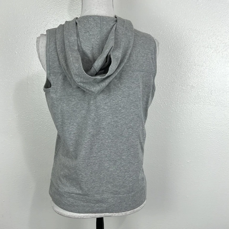 Chaleco Suéter Vintage Oleg Cassini Mujer Pequeño Gris Sudadera con Capucha Elastizado Activo Cremallera Foto 4 de 4