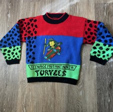 TMNT Boys Ninja Turtles Acrylic Sweater Donatello JJ Poole 90s 1990 Made in USA