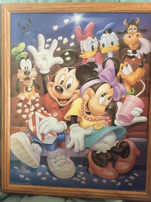 DISNEY: LARGE WOOD FRAMED MICKEY & MINNIE AND FRIENDS PRINT #88073