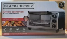 Black + Decker Natural Convection 4-Slice Toaster Oven 4 Functions #TO1756SB NEW