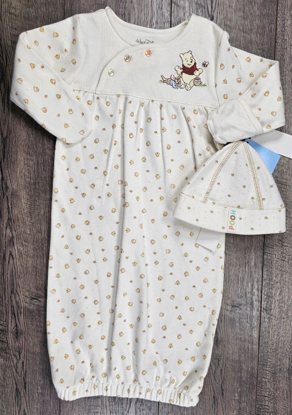 Baby Girl Boy Clothes New Walt Disney Collection OS Cream Pooh 2pc Sleep Gown