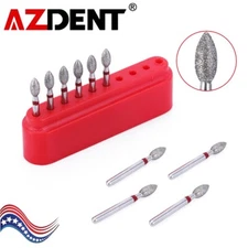 10pcs Dental FG Diamond Bur 368-023F RED Fine Grit Football High Speed Cutting