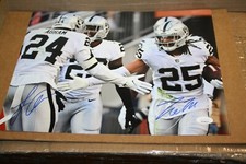 LAS VEGAS RAIDERS JON ABRAM & TREVON MOEHRIG DUAL SIGNED AUTO 11X14 PHOTO JSA