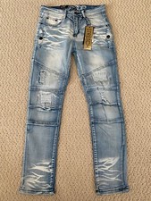 NWT Boy's LR Scoop BMD60 Light Blue Distressed Rip Moto Skinny Jeans SIZES 4-7