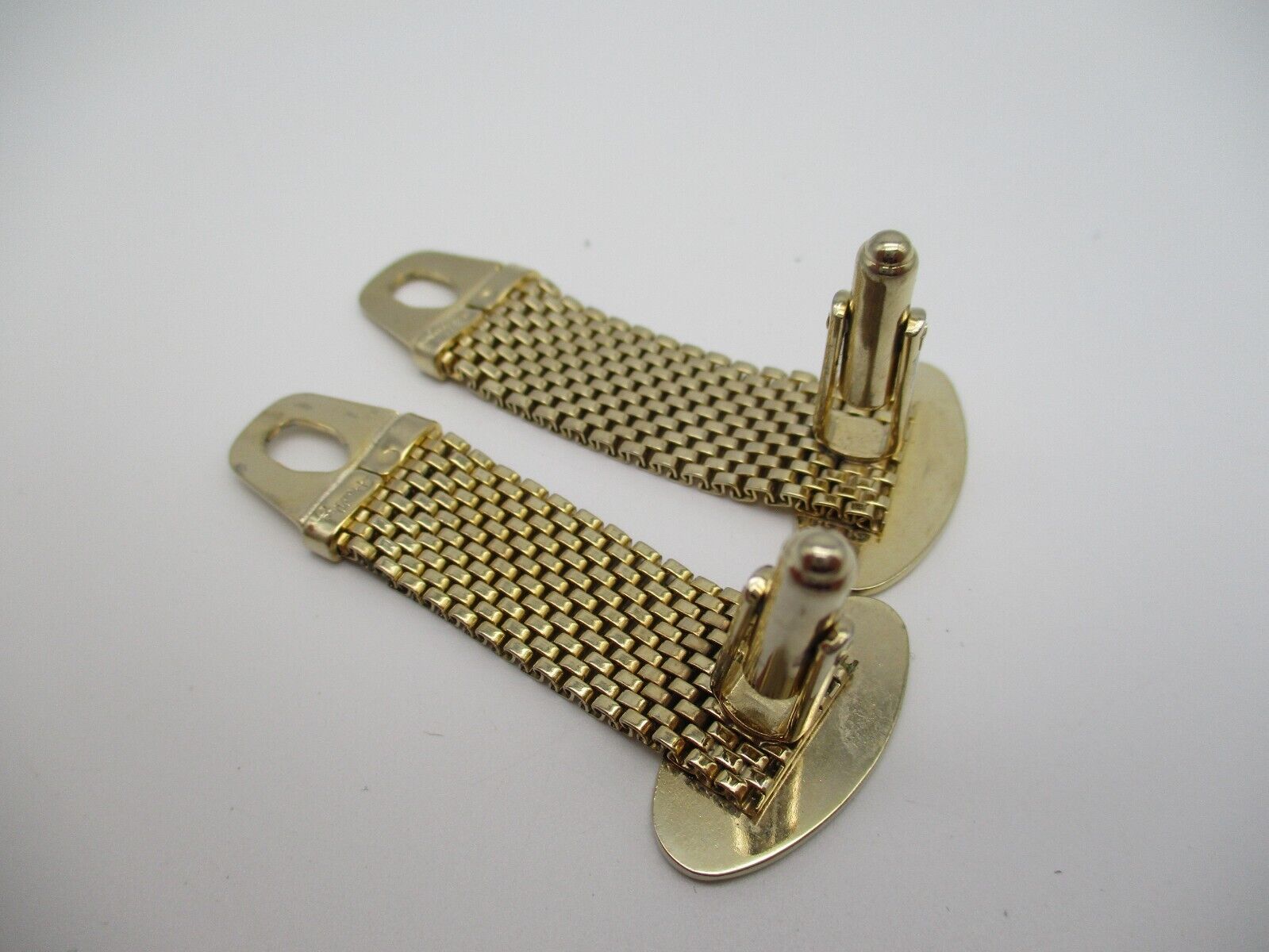 VINTAGE HADLEY GOLD PLATED MESH WRAPPED CUFFLINKS - image 5