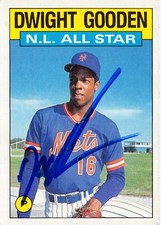Dwight Gooden autographed baseball card 1986 Topps #709 All Star Doc NY Mets