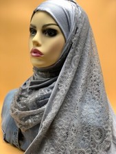 Shawl Hijab Stretch Lace and Cotton Fancy outfit Muslim     