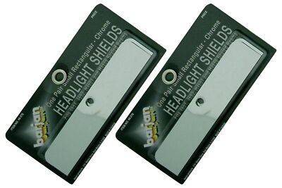 2 Lot Barjan 48-378 Small Rectangular Headlight Shields One Pair - Chrome