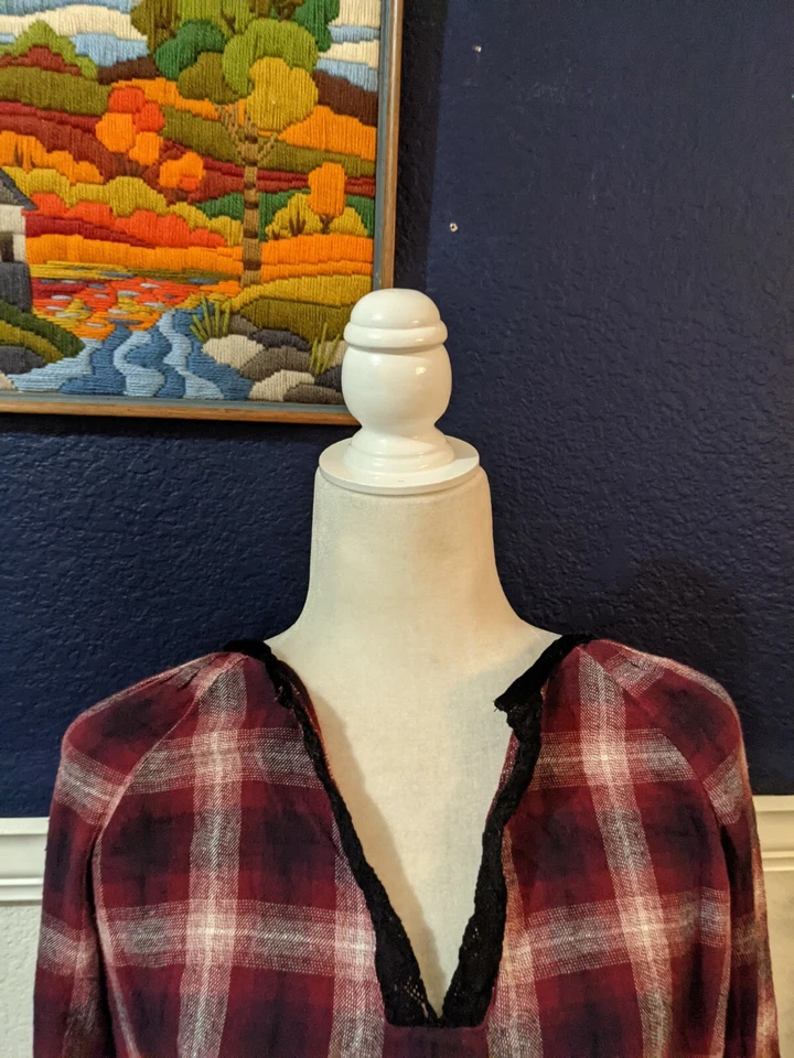 Camisa Pullover William Rast Justin Timberlake Roja a Cuadros Talla Mediana M Foto 2 de 4