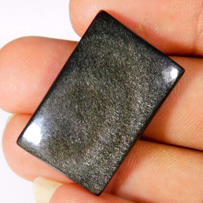 100% Natural Silver Power Obsidian 26.65Cts. Cushion Cabochon Loose Gemstone
