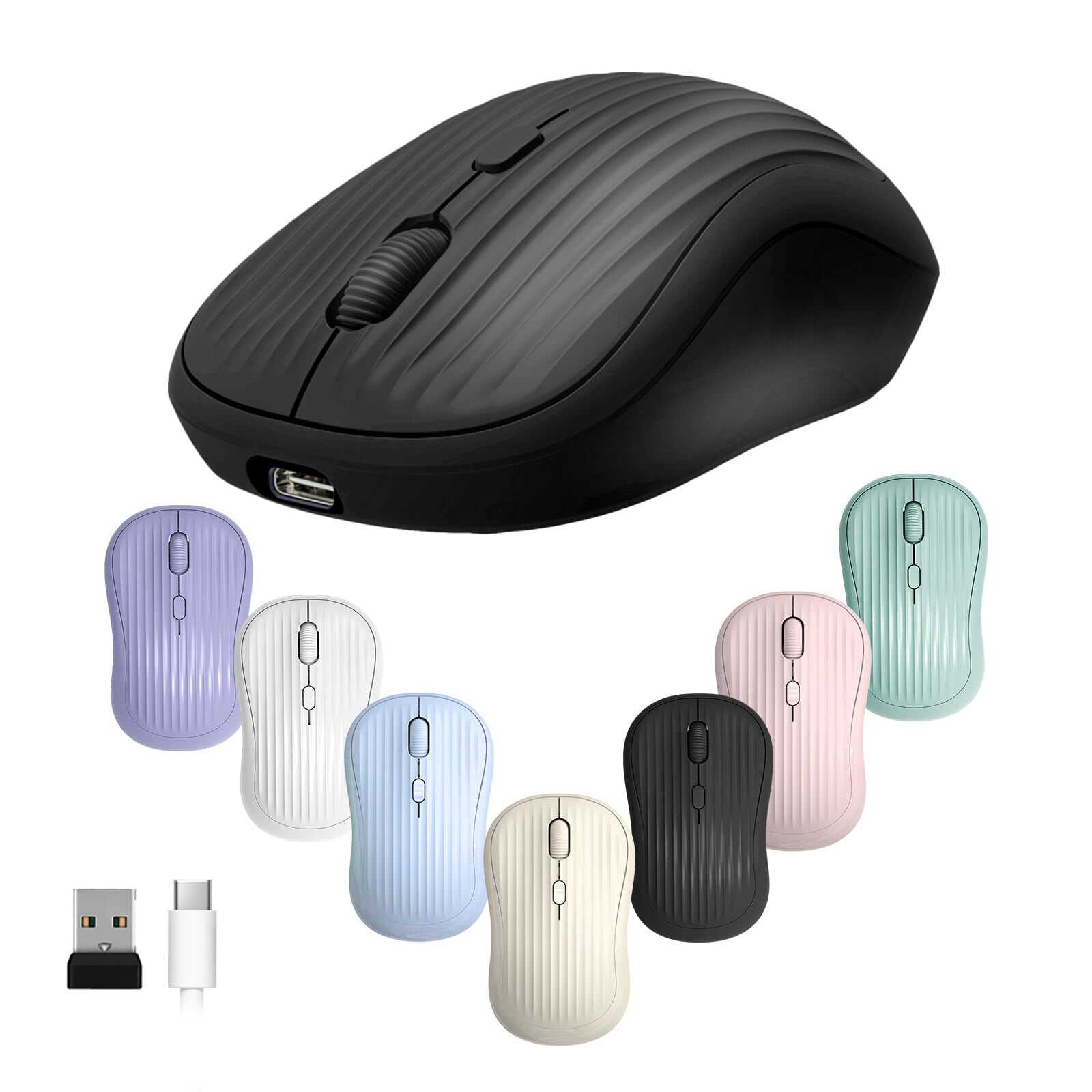 Wireless Mouse with 2.4G Bluetooth Rechargeable Battery 4 Keys Adjustable DPI