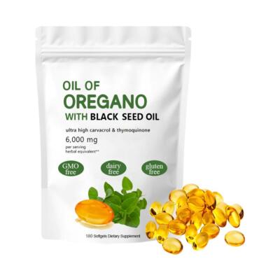 Oil of Oregano 6000mg 180 Softgels Capsules Black Seed Oil Immune Antioxida QXV.