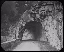Glass Magic Lantern Slide TUNNEL CUT IN THE ROCK C1890 PHOTO SWITZERLAND ?