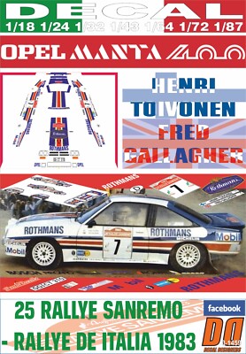 DECAL OPEL MANTA 400 H.TOIVONEN R. SANREMO 1983 4th (08)