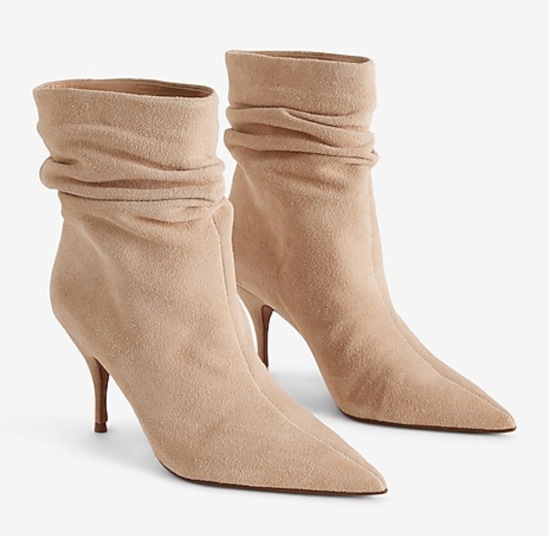 Brian Atwood X Express Suede Slouch Thin Heeled Boots Size Foundation