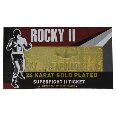Rocky Balboa vs Apollo Creed 24k Gold Plated Superfight II Ticket 1979 Fanattik