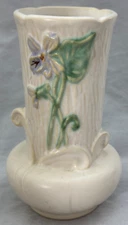 Antique 1920's Weller Art Pottery Vase, Ivory with Violet Flower