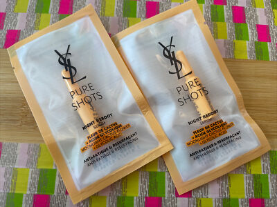 2- Yves Saint Laurent  PURE SHOTS Night Reboot Serum .03oz/1ml NEW