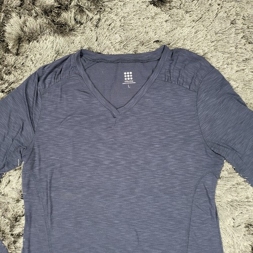 Title Nine T-Shirt Damen L blau Daumenloch Logo V-Ausschnitt Langarm Pullover - Bild 10 von 18