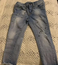 Vigoss Jeans Sz 4 Toddlers 4T Denim Distressed Bling Slim