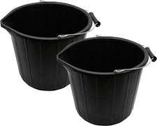 BH | 2 Pcs Builders Bucket | 14 Liters |  Plastic | Metal Handle | Heavy Duty