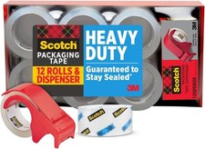 Heavy Duty Shipping Packaging Tape, 1.88" x 54.6 yd, 3" Core, Clear, Great for