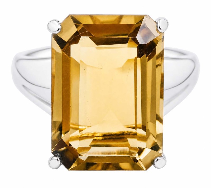 GENUINE 8.70 Cts YELLOW TOPAZ RING SOLID 10K WHITE GOLD - Free Appraisal - NWT