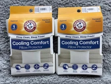 Arm & Hammer Cooling Comfort Pillow Protector Standard Queen 2pk Zippered White