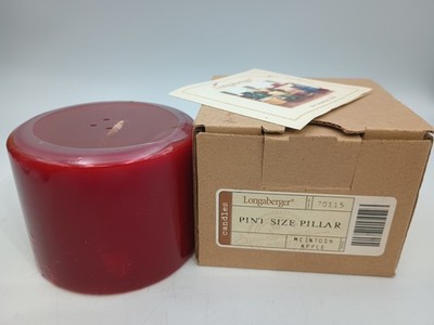 Longaberger 12 oz Scented Pint-Size Pillar Candle - McIntosh Apple - New