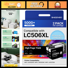 High Yield Black Ink Cartridges Replacement for Brother LC506 XL - 2 Pack