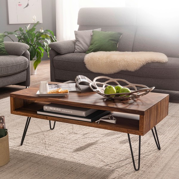 Finebuy Couchtisch Massivholz 100X40X50 Cm Wohnzimmertisch Sofatisch Tisch-image
