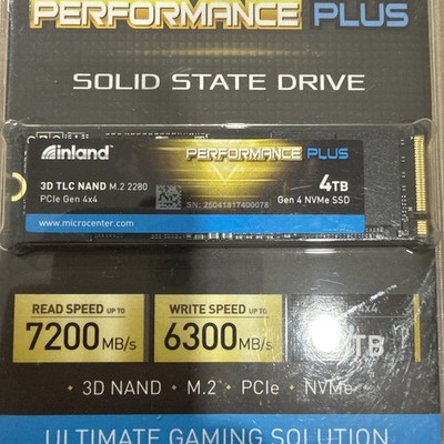 Inland Performance Plus 4TB 3D TLC NAND Gen 4 x4 NVMe Internal SSD NEW SEALED