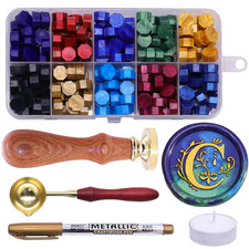 Initial Alphabet C Wax Seal Stamp Kit, Classic Retro Letter Sealing Stamp with 2